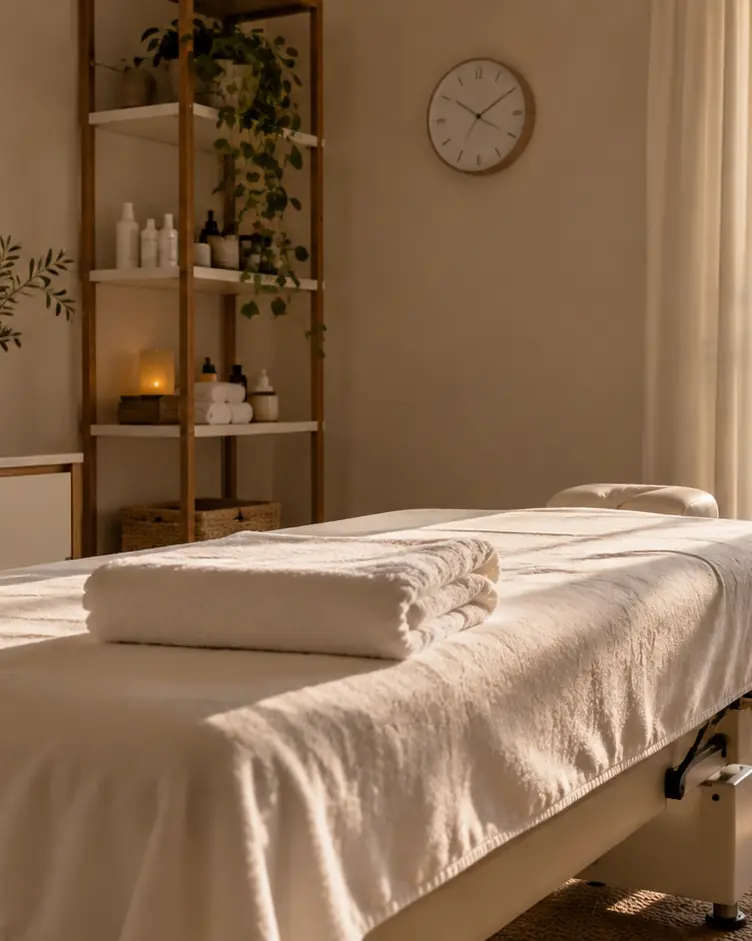 Cabina de estética preparada y vacía